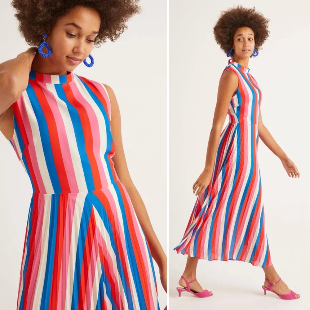 Boden Jocelyn Pleated Midi Dress - Picture 3 of 13